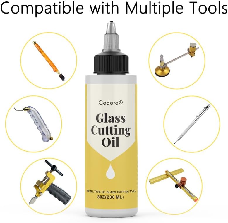 Godora Glass Cutting Oil, Suitable for All Glass Cutting Tools, 8 Ounces Glass Cutter Oil is Used for Cutting Glass, Stained Glass, Glass Bottles, Tiles and Mirrors - Image 3